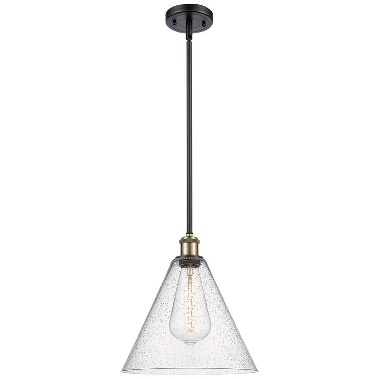 Image 1 Berkshire 12" LED Mini Pendant - Black Antique Brass - Seedy Shade