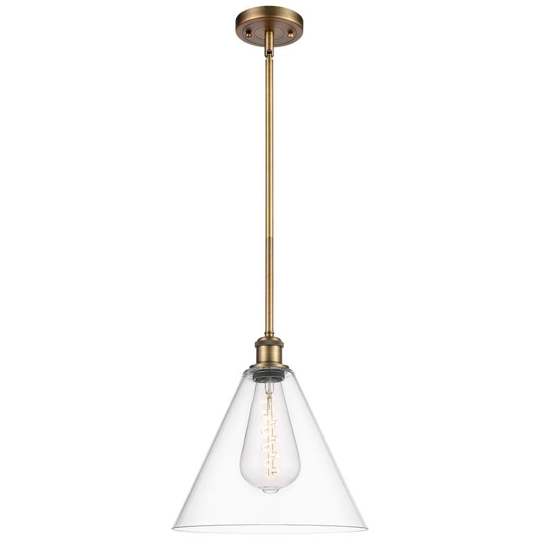 Image 1 Berkshire 12" LED Mini Pendant - Brushed Brass - Clear Shade