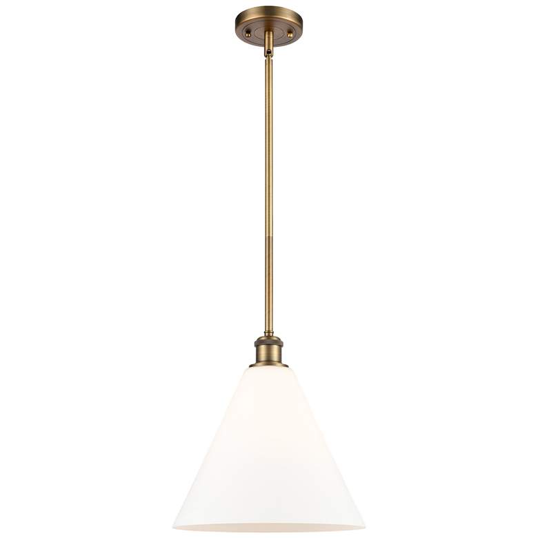 Image 1 Berkshire 12" LED Mini Pendant - Brushed Brass - Matte White Shade
