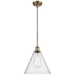 Berkshire 12" LED Mini Pendant - Brushed Brass - Seedy Shade