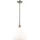 Berkshire 12" LED Mini Pendant - Brushed Satin Nickel - Matte White Sh