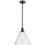 Berkshire 12" LED Mini Pendant - Matte Black - Seedy Shade