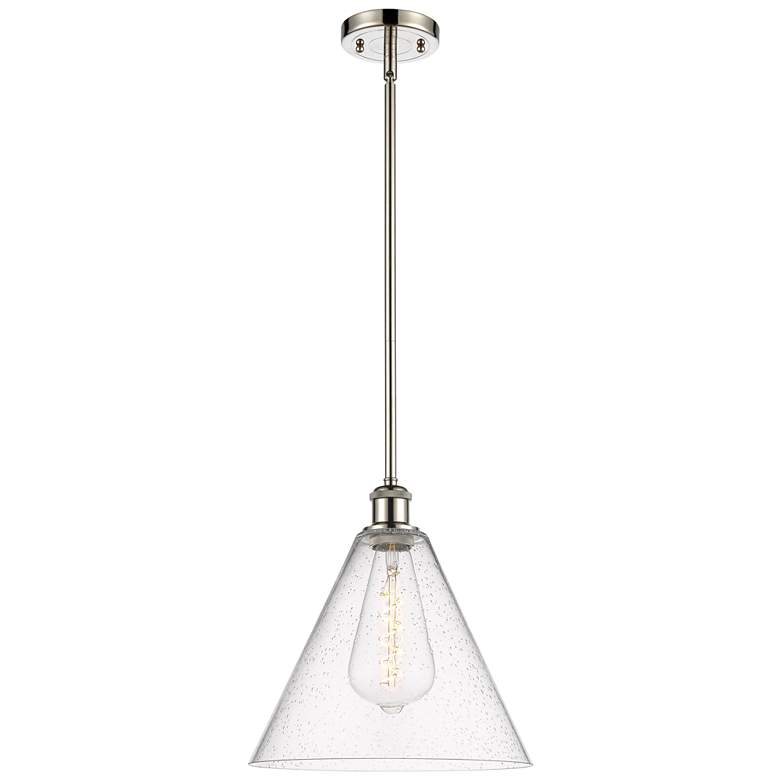 Image 1 Berkshire 12" LED Mini Pendant - Polished Nickel - Seedy Shade