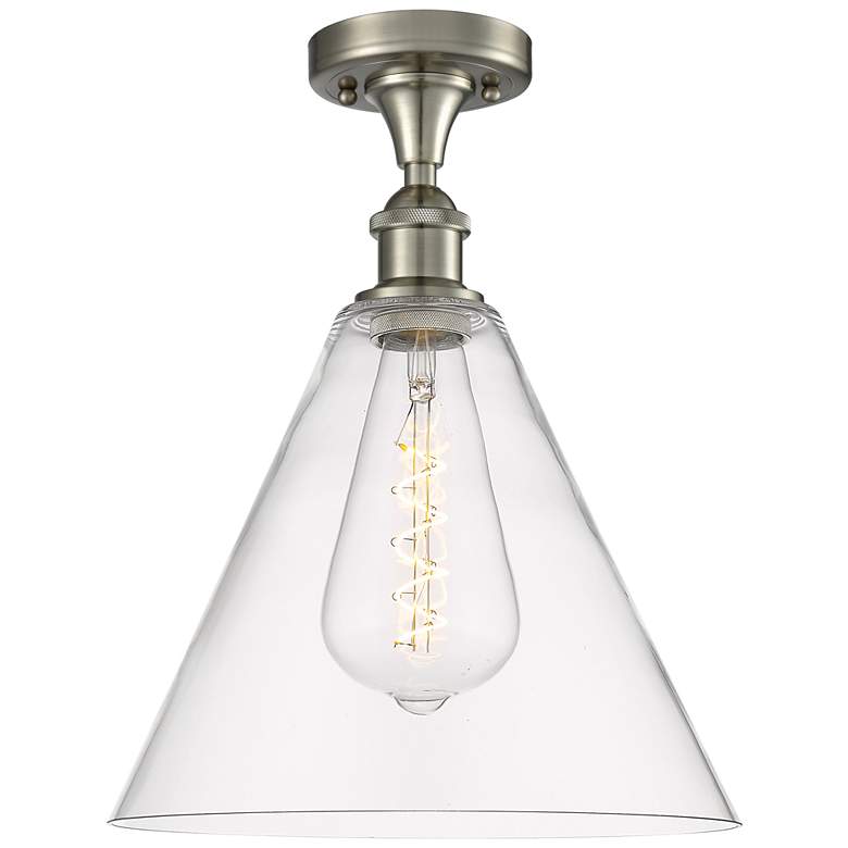 Image 1 Berkshire 12" LED Semi-Flush Mount - Brushed Satin Nickel - Clear Sha