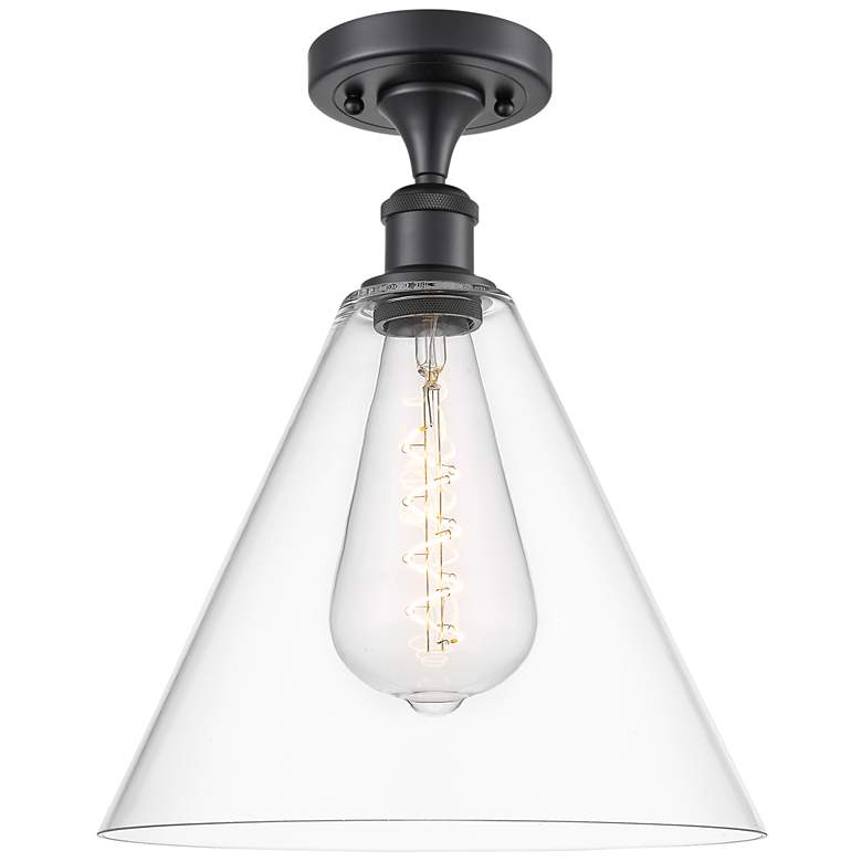 Image 1 Berkshire 12" LED Semi-Flush Mount - Matte Black - Clear Shade