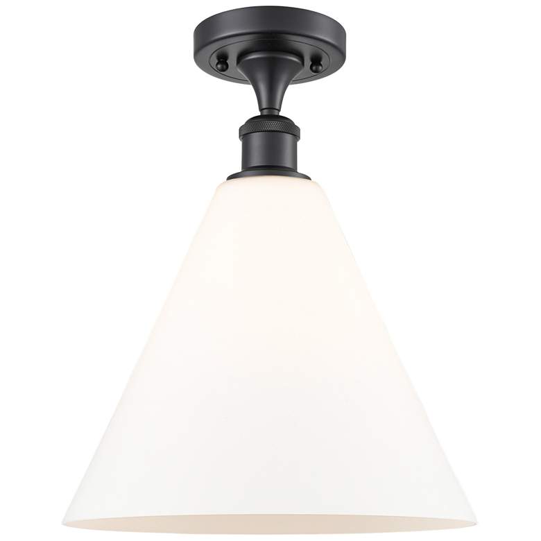Image 1 Berkshire 12" LED Semi-Flush Mount - Matte Black - Matte White Shade