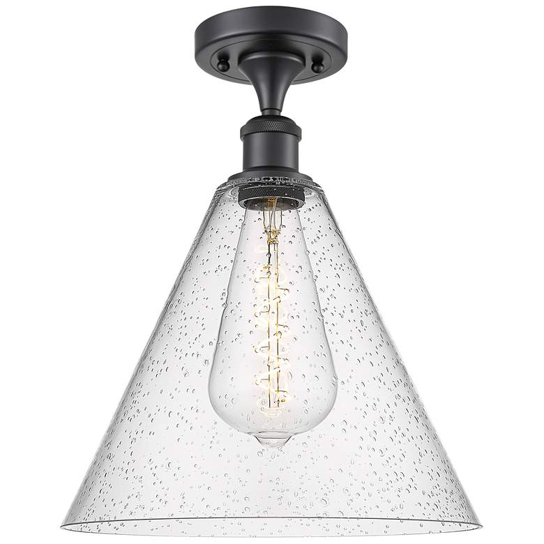 Image 1 Berkshire 12" LED Semi-Flush Mount - Matte Black - Seedy Shade