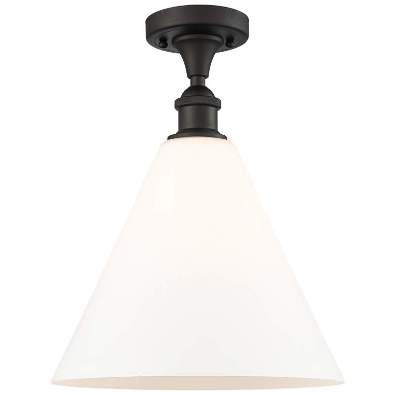 Image 1 Berkshire 12" LED Semi-Flush Mount - Oil Rubbed Bronze - Matte White