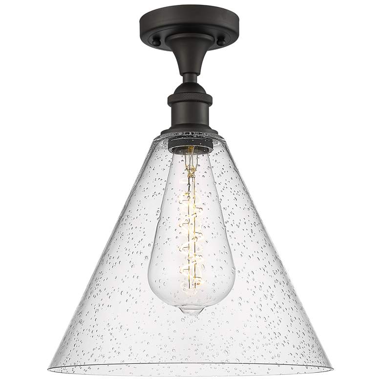 Image 1 Berkshire 12" LED Semi-Flush Mount - Oil Rubbed Bronze - Seedy Shade
