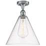 Berkshire  12" LED Semi-Flush Mount - Polished Chrome - Seedy Shade