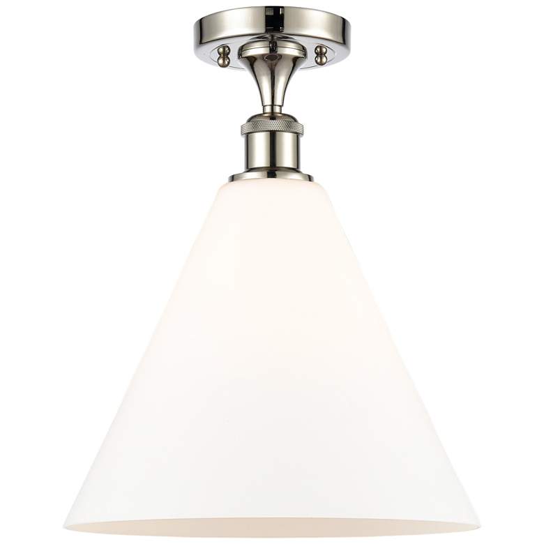 Image 1 Berkshire 12" LED Semi-Flush Mount - Polished Nickel - Matte White Sh