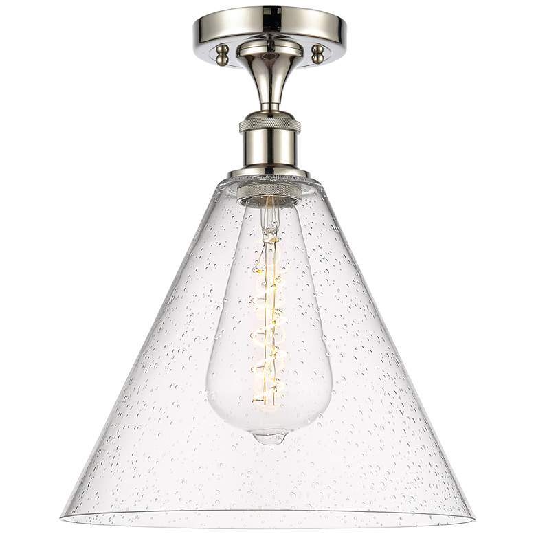 Image 1 Berkshire 12" LED Semi-Flush Mount - Polished Nickel - Seedy Shade