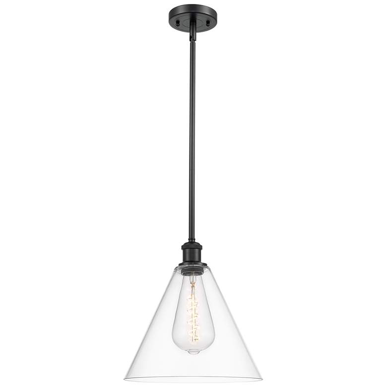 Image 1 Berkshire 12" Matte Black Mini Pendant w/ Clear Shade