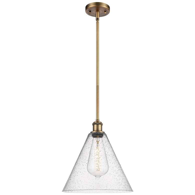 Image 1 Berkshire 12" Mini Pendant - Brushed Brass - Seedy Shade