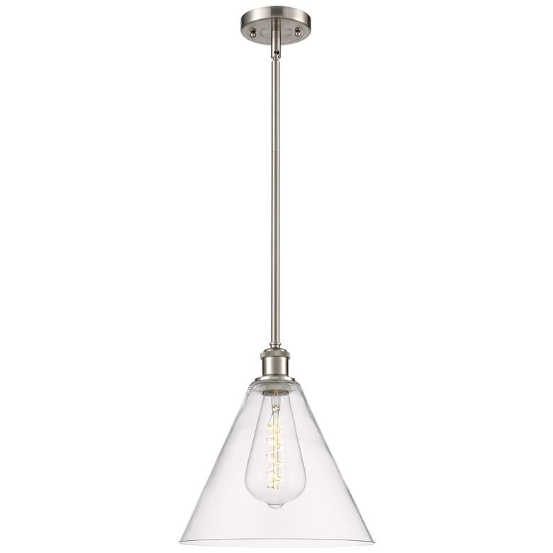Image 1 Berkshire 12" Mini Pendant - Brushed Satin Nickel - Clear Shade