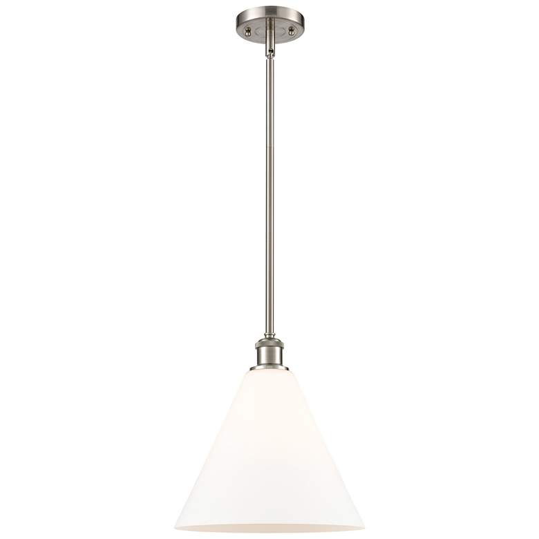 Image 1 Berkshire 12" Mini Pendant - Brushed Satin Nickel - Matte White Shade