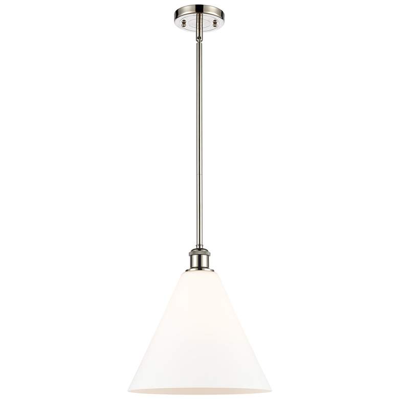 Image 1 Berkshire 12" Mini Pendant - Polished Nickel - Matte White Shade