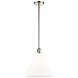 Berkshire 12" Mini Pendant - Polished Nickel - Matte White Shade