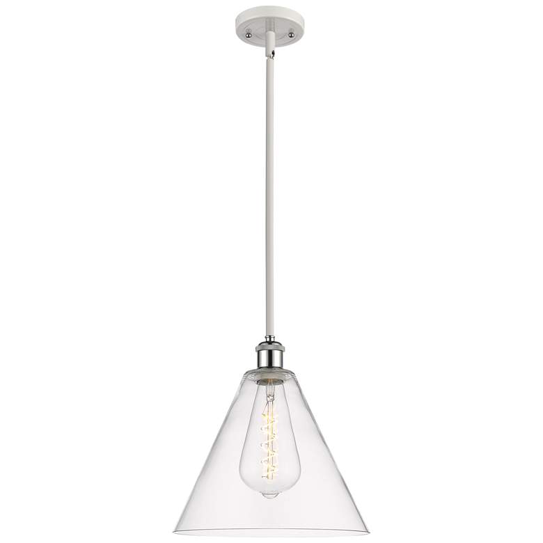 Image 1 Berkshire 12 inch Mini Pendant - White and Polished Chrome - Clear Shade