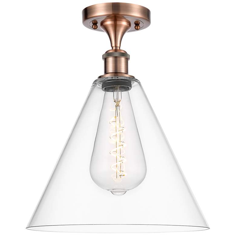 Image 1 Berkshire 12" Semi-Flush Mount - Antique Copper - Clear Shade