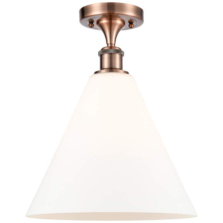 Image 1 Berkshire 12" Semi-Flush Mount - Antique Copper - Matte White Shade