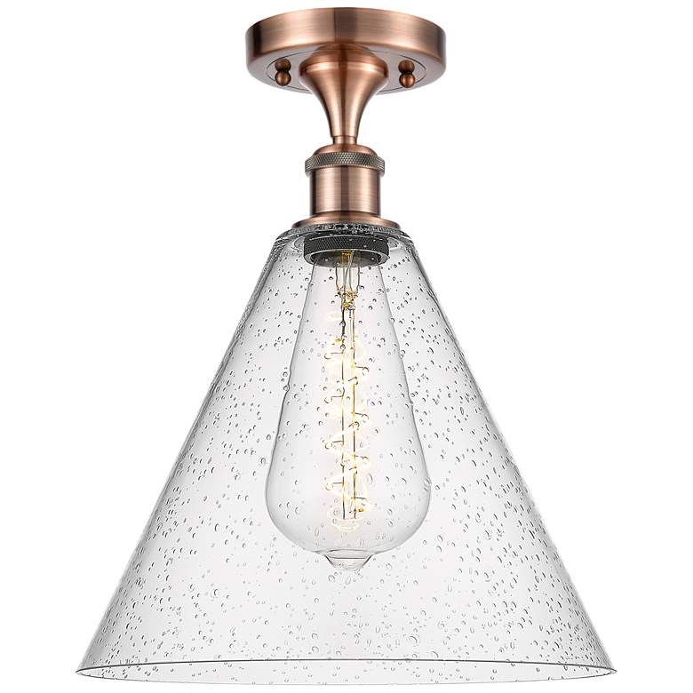 Image 1 Berkshire 12" Semi-Flush Mount - Antique Copper - Seedy Shade