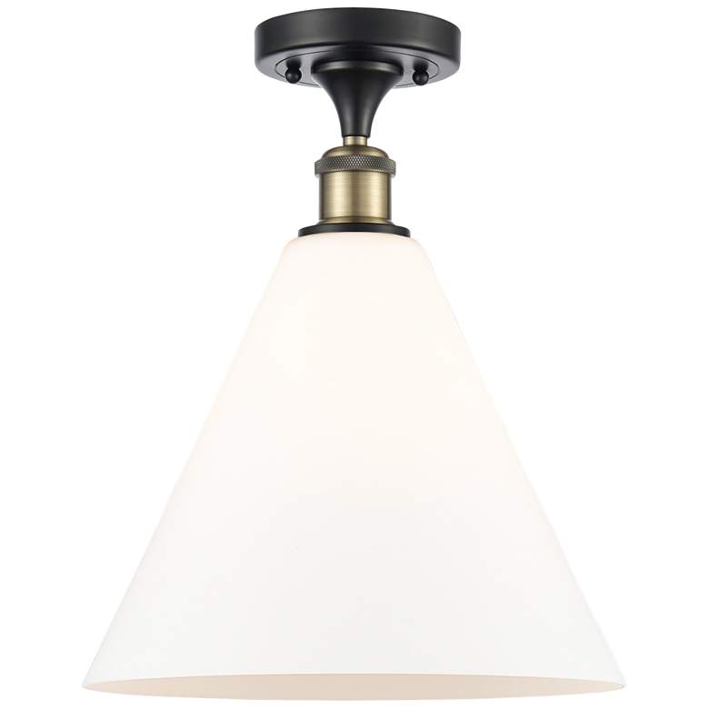 Image 1 Berkshire 12" Semi-Flush Mount - Black Antique Brass - Matte White Sh