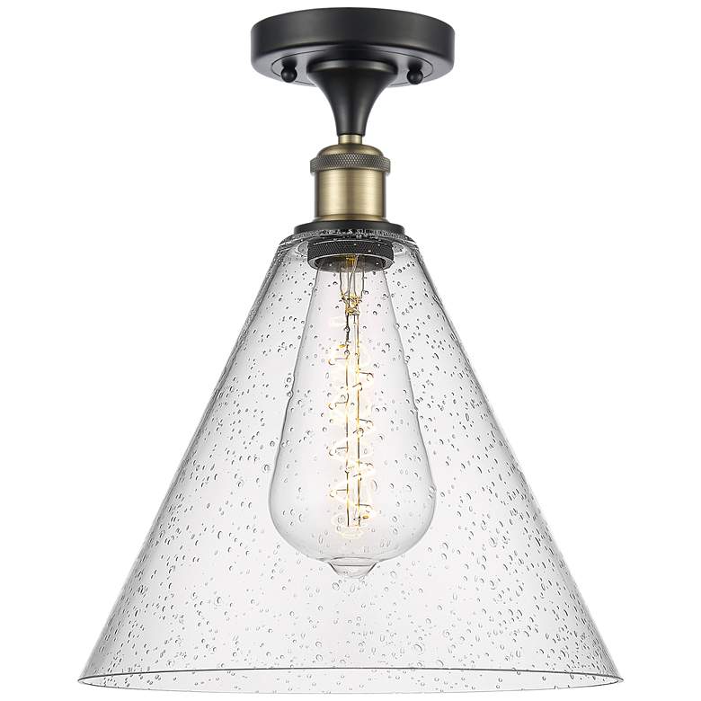Image 1 Berkshire  12" Semi-Flush Mount - Black Antique Brass - Seedy Shade