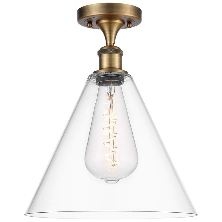 Image 1 Berkshire 12" Semi-Flush Mount - Brushed Brass - Clear Shade