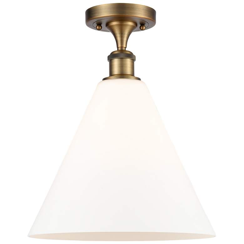 Image 1 Berkshire 12" Semi-Flush Mount - Brushed Brass - Matte White Shade