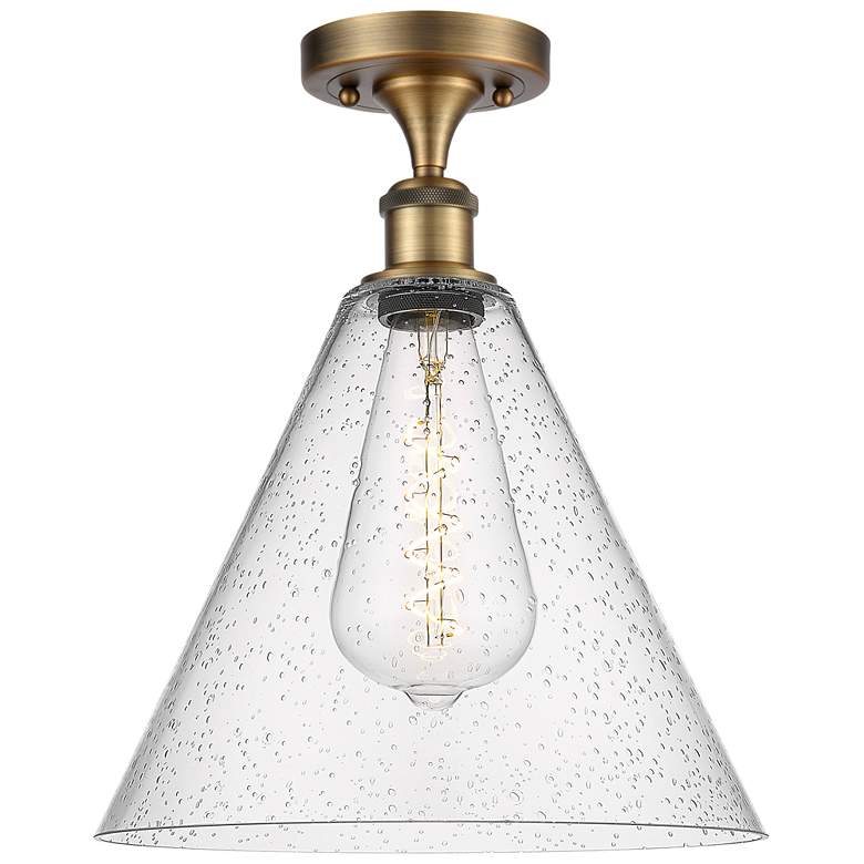 Image 1 Berkshire 12" Semi-Flush Mount - Brushed Brass - Seedy Shade