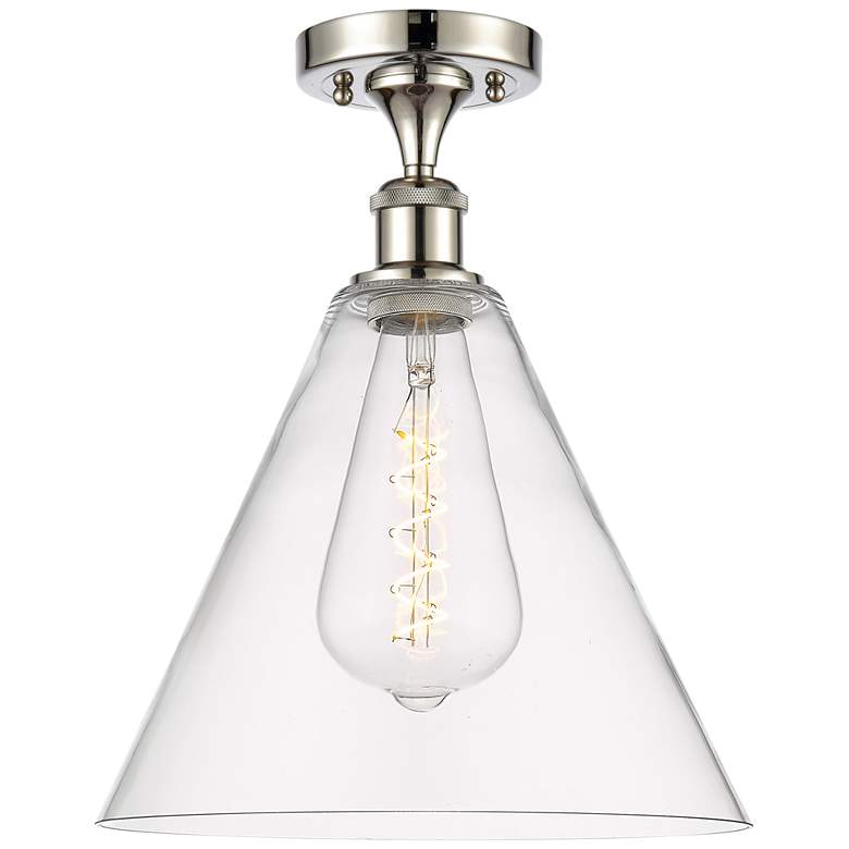 Image 1 Berkshire 12" Semi-Flush Mount - Polished Nickel - Clear Shade