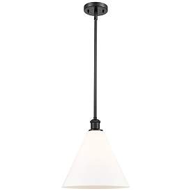 Image1 of Berkshire 12" Wide Matte Black Stem Hung Mini Pendant w/ Matte White S