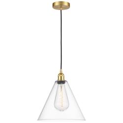 Berkshire 12&quot; Wide Satin Gold Corded Mini Pendant With Clear Shade