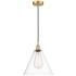 Berkshire 12" Wide Satin Gold Corded Mini Pendant With Clear Shade