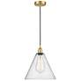 Berkshire 12" Wide Satin Gold Corded Mini Pendant With Seedy Shade