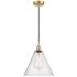 Berkshire 12" Wide Satin Gold Corded Mini Pendant With Seedy Shade