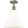 1_Berkshire 12" Wide Satin Nickel Ceiling Light w/ White Glass