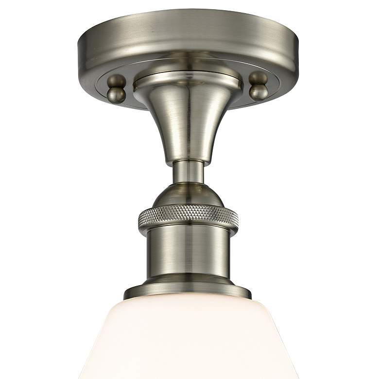 Image 2 Berkshire 12" Wide Satin Nickel Ceiling Light w/ White Glass more views