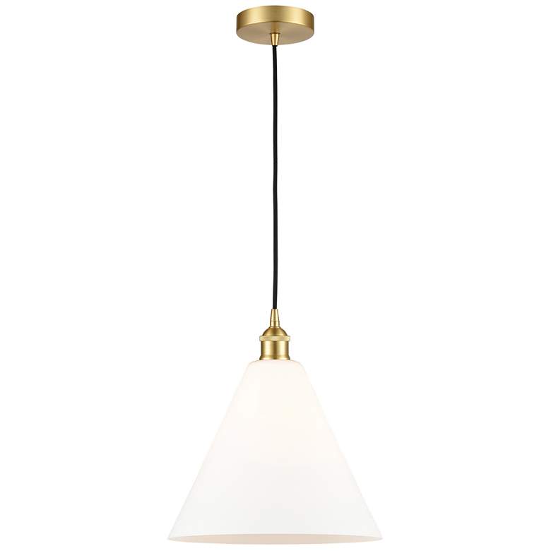 Image 1 Berkshire 12"W Satin Gold Corded Mini Pendant w/ Matte White Shade