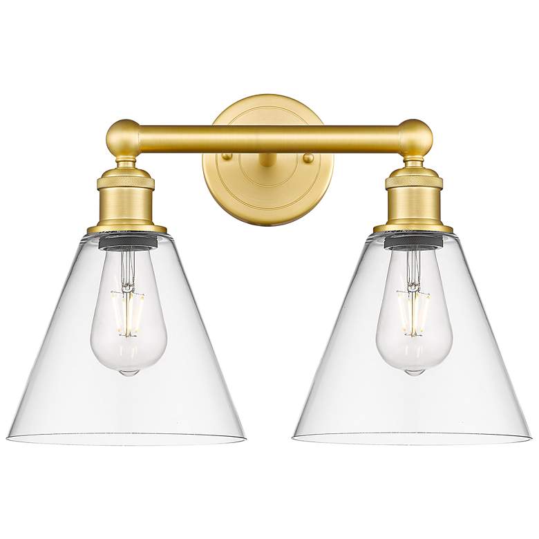 Image 1 Berkshire 13"H Satin Gold Clear Glass 2-Light Wall Sconce