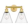 1_Berkshire 13"H Satin Gold Clear Glass 2-Light Wall Sconce
