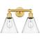 Berkshire 13"H Satin Gold Clear Glass 2-Light Wall Sconce