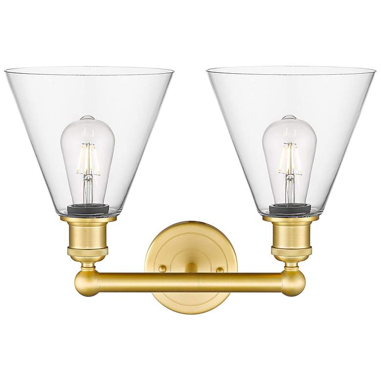 Image 2 Berkshire 13"H Satin Gold Clear Glass 2-Light Wall Sconce more views
