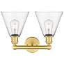 2_Berkshire 13"H Satin Gold Clear Glass 2-Light Wall Sconce more views