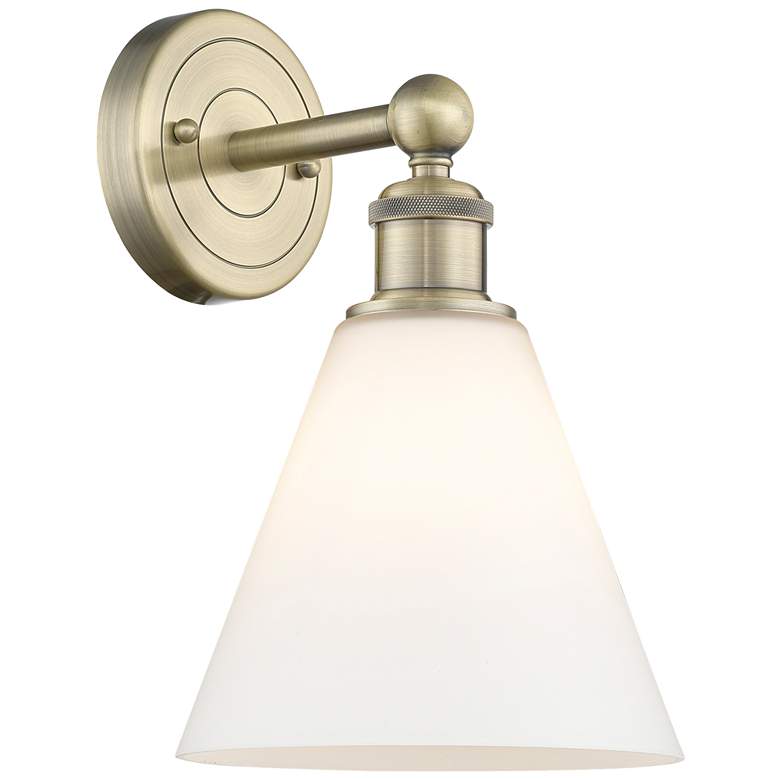 Image 1 Berkshire 13"High Antique Brass Sconce With Matte White Shade