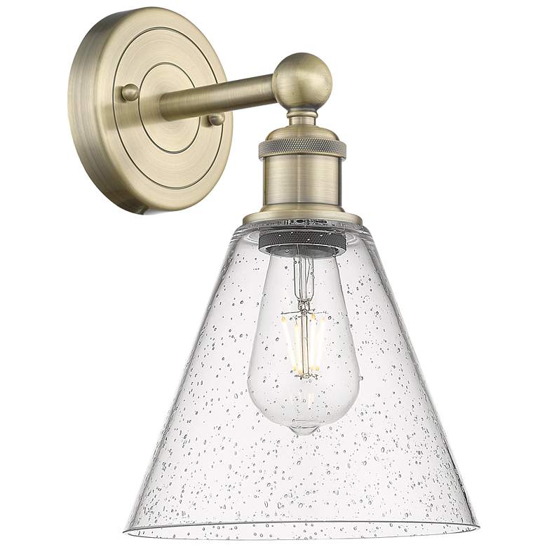 Image 1 Berkshire 13"High Antique Brass Sconce With Seedy Shade