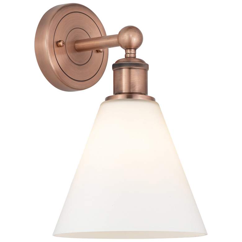 Image 1 Berkshire 13"High Antique Copper Sconce With Matte White Shade