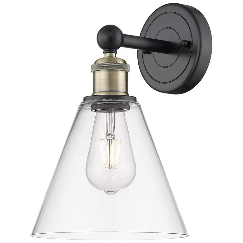 Image 1 Berkshire 13"High Black Antique Brass Sconce With Clear Shade