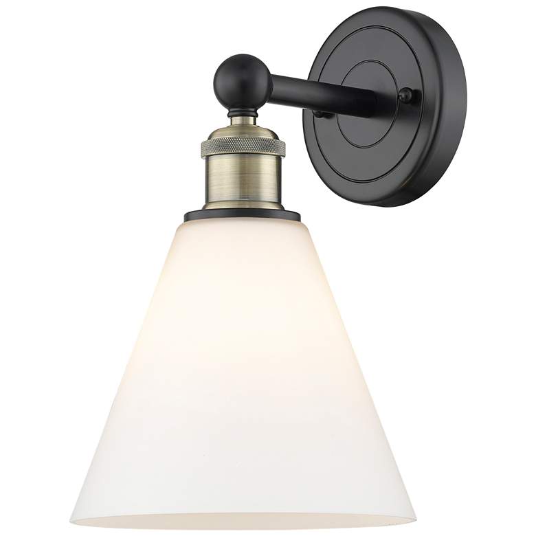 Image 1 Berkshire 13"High Black Antique Brass Sconce With Matte White Shade